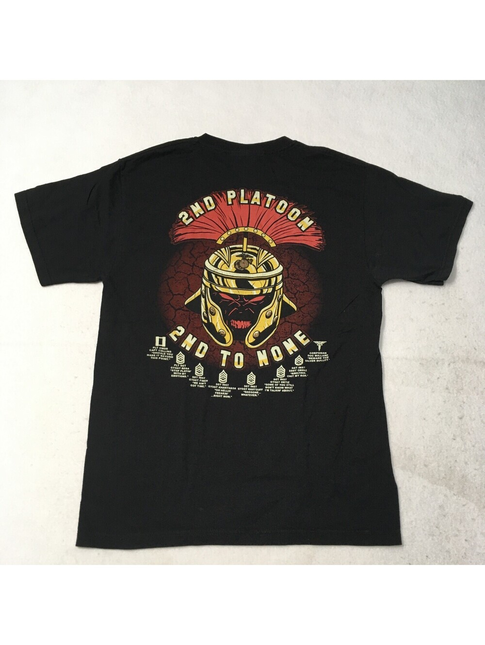 Second TO NONE 2ND Platoon Adult MEDIUM MARINE CORPS  Black T Shirt